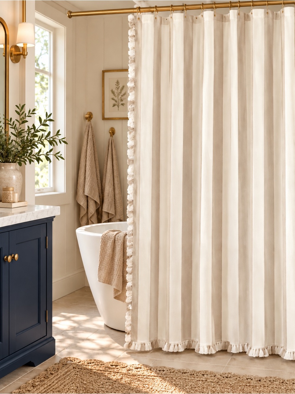 kate spade new york Vertical Stripe Fabric Shower Curtain